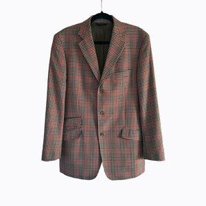 Vintage Brooks Brothers Men Sport Coat Blazer Jacket 42L Wool Cashmere Tan Plaid